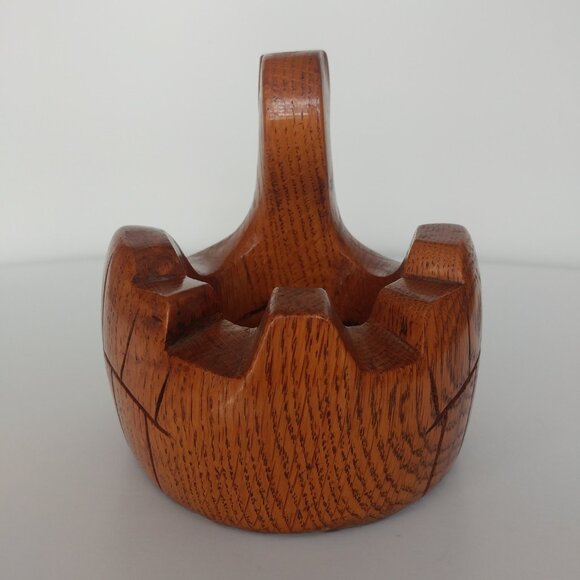 MCM Hand Carved Solid Wood Swan Trinket Bowl Natural Grain Succulent Planter Pot - Picture 3 of 9